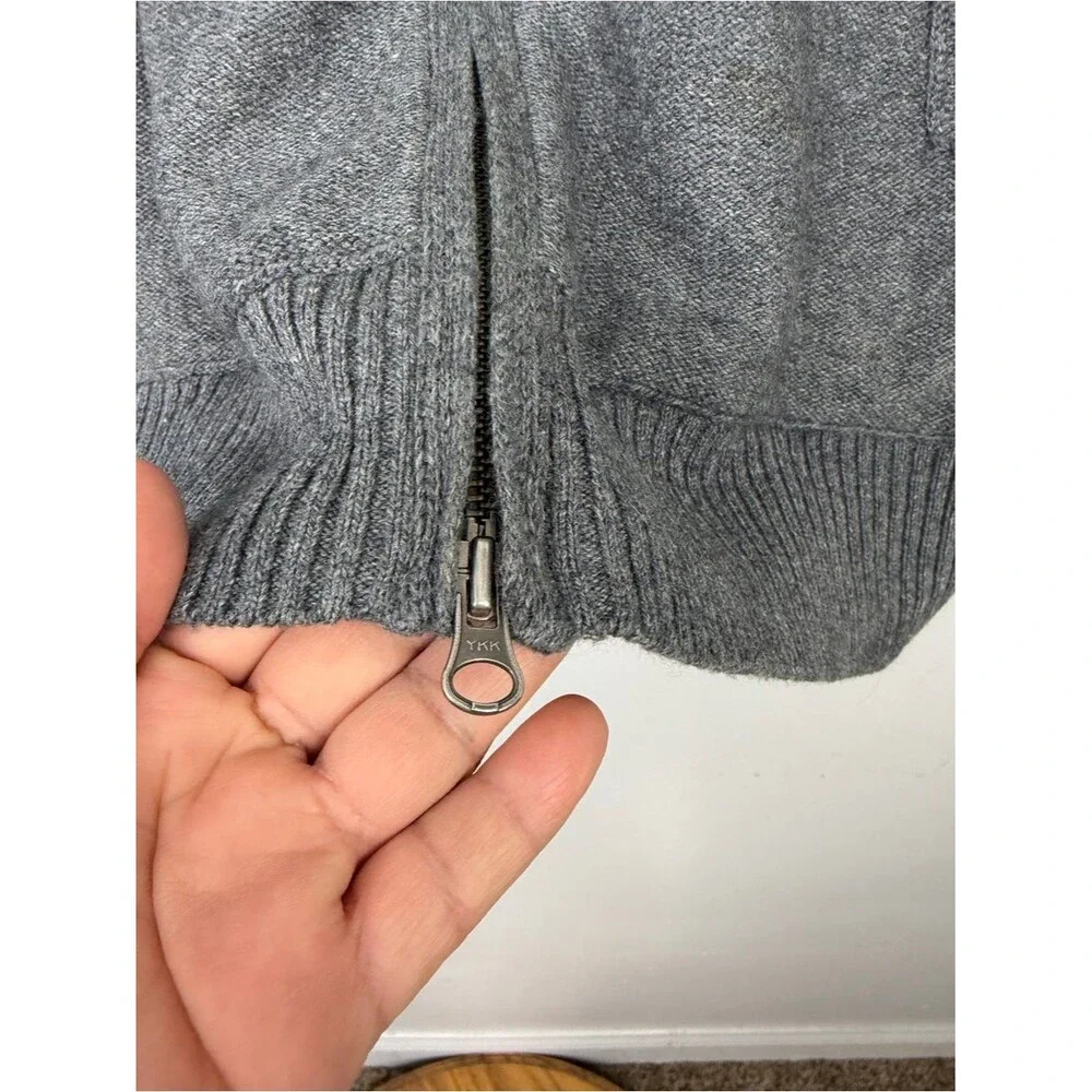 Banana Republic Men's Full-Zip Two-Tone Gray Cotton, Angora, Cashmere Sweater XL